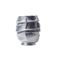 Ceramic Vase Featuring Relief Bands Silver Vase with Shiny Finish Irregular Vases for Office