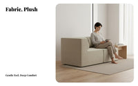 configurable Fabric Sofa Minimalist aesthetic L-Shaped Sofa with Ottoman Soft Upholstery Lowoutline for Design aficionados