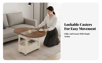 Round Rolling Storage Table Movable with casters Mobile Storage Table for Bedroom