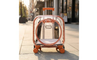 Transparent Rolling Pet Carrier Hard Shell Pet Carrier with Wheels Ventilated Telescopic for Travelers, Travel, Vet Visits, Park Walks