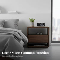 Wooden End Table with Drawer Modern Minimalist Design Bedroom Furnishing