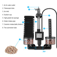 Aquarium Filter with Pump, Bio Filter, Air Lift, Oxygenation, Water Circulation, 3-in-1 Electric Sponge Filter, EU Plug