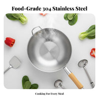 Food Grade Round-Bottom Wok Uncoated Stir-Fry Pan sturdy Duty Cookware No Synthetic Coatings for Home Cooks, Cooking aficionados, outdoor enthusiasts, Gas Stovetops, Commercial Kitchen, BBQ, Camping
