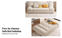 two-in-oneUse Fold-extendable fluffy Lounger Foldable Design Sofa Bed Space-Saving transformable Couch Minimalist aesthetic for Apartment Dwellers, College Students, Young Adults, Small areas, Bedroom, Guest Room