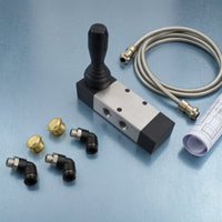 5 Way Pneumatic Hand Lever Valve Grip-Friendly Lever Valve with Fittings Compact 3 Position for Mechanics