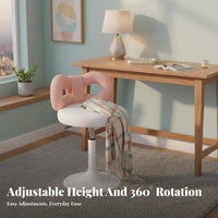 Round plush rotating Stool Upholstered Seat Vanity Chair Sturdy Construction