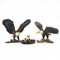 3 Pieces Hand-Painted Eagle Figurines with Nest Realistic Toy Eagle Set Educational Wildlife Figure Exquisite for Teachers, Classroom, Shelf