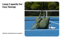 Quilted Sports Bag Large Capacity Pickleball Paddle Bag Badminton Racket Carrier Multiple Pockets Women's Sports Tote for Travel