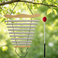 9-Note Wind Chime Resonant Wind Chime with Mallet Single-Row Musical Instrument with Mallet for Meditation, Sound  , Mindfulness Practice