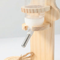 80ml Hamster Water Bottle with Wooden Water Bottle Stand, Leak-resistant Drinker for Small Cages, Height Adjustable Tabletop Bracket Base