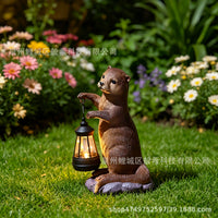 Solar Otter Lantern Garden Resin Animal Statue Decoration