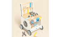 wood kids Activity Cart Storage Space Wooden Infant Sit to Stand Learning Toy Smooth Movement Educational Push Toy for Young Children, Infants, Playroom