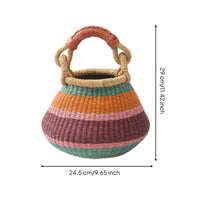 Wicker Storage Basket Practical Basket with Handle Boho for Shelf Styling