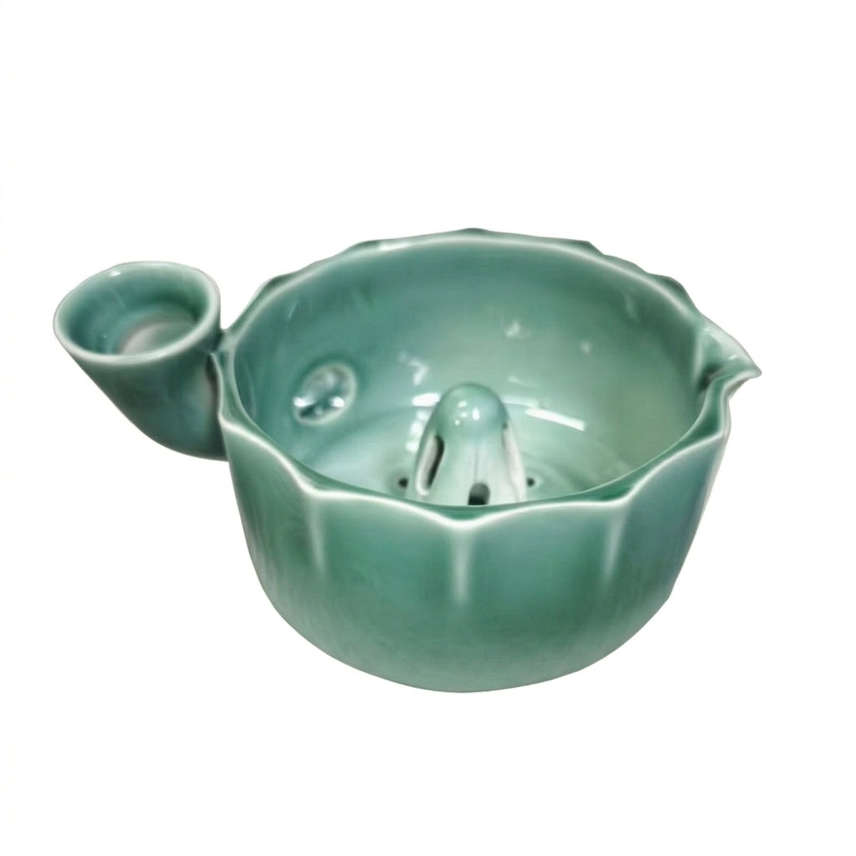 Ceramic Colander with Pouring Cup Easy-Drain Fruit Washing Bowl