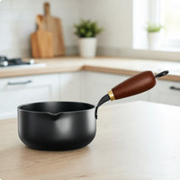 Cast-Iron Mini Frying Pot Black Cast-Iron Pour Pot Glass Lid