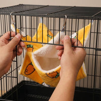 Double Layer Small Animal Hammocks for Cage, Padded Flannel Ferret Hammock, L Size 34x34cm Hanging Fleece Bed for Squirrel and Chinchilla Use