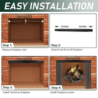 Adjustable Fireplace Curtain Rod Set with Metal Mesh Screen