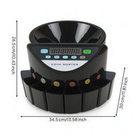 Digital Euro Currency Sorter Automatic Currency Sorting Machine with Bins Electric Countertop for Retailers, Businesses, Retail Stores, Banks, Offices