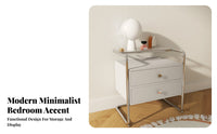 Light Luxury Aesthetic Metal Frame End Table Modern Minimalist Design Accessible-Shelf Side Table Versatile Nightstand Sturdy Structure for Homeowners, Apartment Dwellers, Students, Bedroom, Guest Room, Entryway, Office