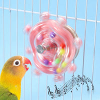 Parrot Rotating Toy with Internal Rattle Beads, Rotating Wheel for Parrot Enrichment, Cage Clip Mount for Parakeet Cockatiel