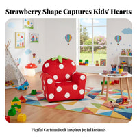 Strawberry-Shaped Chair Cartoon Design kids' Furniture Soft Upholstery Materials for Girls, Toddlers, Bedroom, Nursery