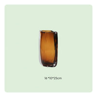 Amber-Tinted Glass Vase Modern Design Square Mouth Vase Gift for Hotel