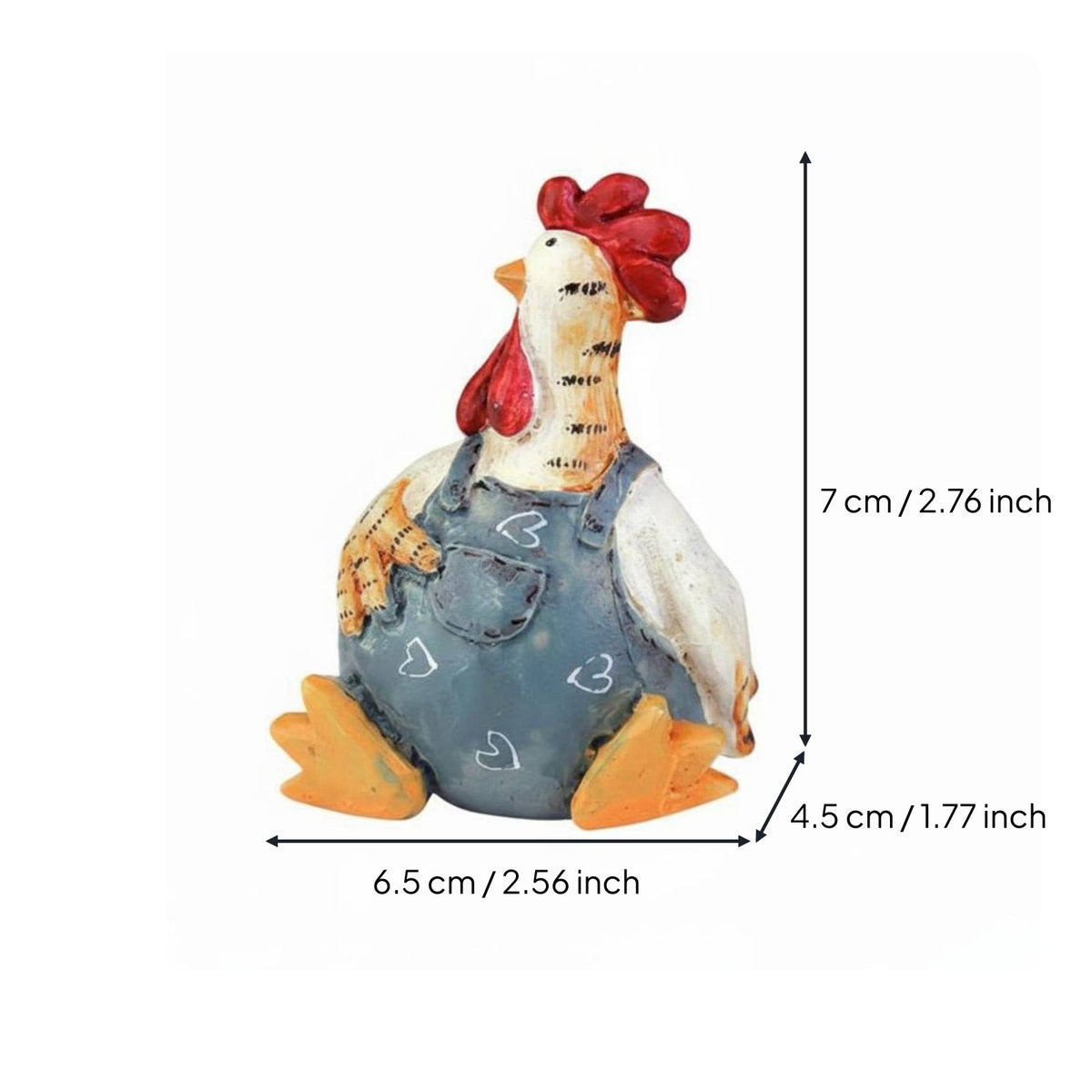 Chicken Figurines Rustic Style Male Chicken and Hen Statues Hand-Painted Look Animal Figurine for Living Room