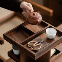 胡桃木化妆品收纳架桌面木质旋转置物架首饰零食茶杯茶具放置架
