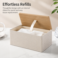 Faux Leather Tissue Box Holder, Pearl White Oak Wood Grain Tissue Box Cover, Upgraded Thickened Modern Decorative Tissue Box