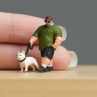 Dog Walking Figurine Realistic Painted Mini Figure Display Decoration