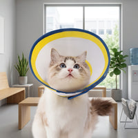 Soft Cone for Cats with Clear and Textile Trim, Adjustable Cat Cone Prevents Licking and Biting After Surgery, For Dogs and Cats