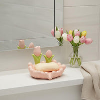 Flower Soap Dish Easy to Clean Bathroom Accessory Hand-Painted for Kitchen Sink