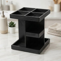 Tiered Rotating Cosmetic Organizer 360-Degree Rotating Makeup Organizer Easy Access Natural Finish for Women, Bathroom Counter