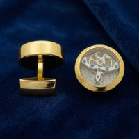 Mechanical Dial Cufflinks Gold Finish Watch Face Cufflinks Geometric Metal