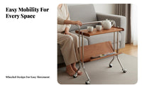 2-Tier Rolling End Table Vintage aesthetic Mobile Storage Multi-Functional