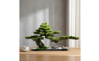 Artificial Evergreen Bonsai Zen Artificial Bonsai Tree Plant Tabletop Scenic for Living Room, Entryway