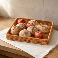 Woven Serving Tray Elevated Rim Tableware Polished for Fruit Display