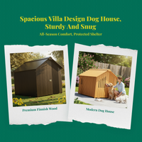 Insulated wooden dog house, raised floor