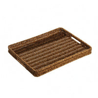 Handwoven Tray Basket Open-Top Wicker Tray Basket Look Home Storage