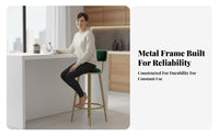 Upholstered Bar Stool with Support Rest Modern Design High-Legged Chair Comfortable Long-Lasting for Cafe, Reception Desk
