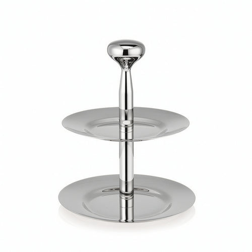 Two-Tier Serving Stand Stainless Steel Tableware Elegant for Home Bakers