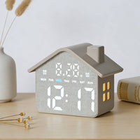 House-Shaped LED Alarm Timepiece Multi Function Home Decor Easy to Read