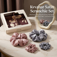 Satin Hair Scrunchies for Women Voluminous Large Scrunchie Set for Girls, Soft Ponytail Holder Bobbles, Rose