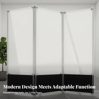 Movable Freestanding Panel Screen Foldable Fluted Panel Partition Folding Design Room Divider Modern Aesthetic for Interior Designers, Business Owners, Bedroom, Studio Apartment, Commercial Spaces, Restaurant