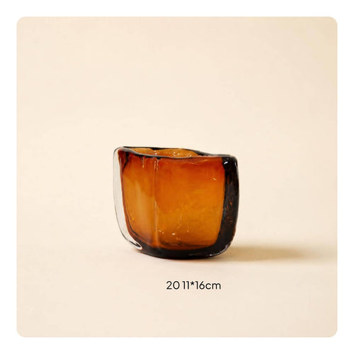 Honey-Hued Glass Vase Hydroponic Table Decoration Gift for Model Room, Hotel
