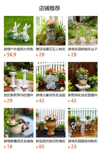 跨境仿古多肉绿植花盆创意花园户外庭院装饰树脂工艺品蛋壳花盆