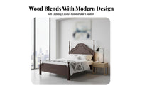 Slatted Panel Bed sturdy Wood Construction Planked Headboard Frame Retro design Bedroom Furniture for partners, Homeowners, Apartment, Guest Room