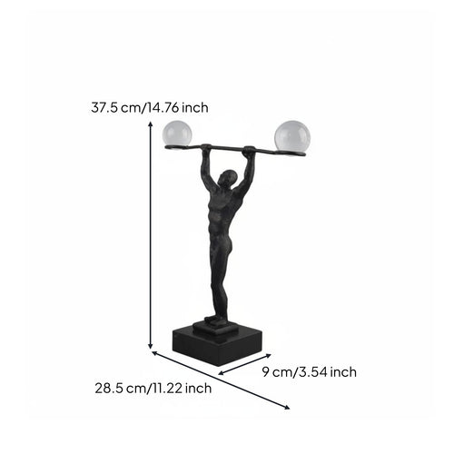 Weightlifter Statue Tabletop Display Metal Athlete Sculpture Detailed Home Decor for Entryway