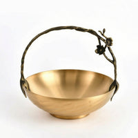 Metal Fruit Bowl with Handle Open Design Decorative Centerpiece Bowl Stylish Fruit Basket with Handle for Dining Table