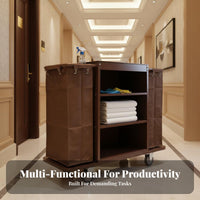 Accommodation Linen Cart Heavy Duty Hotel Housekeeping Service Cart Sturdy and Sturdy Janitorial Cleaning Trolley for Housekeepers, Hospital, School